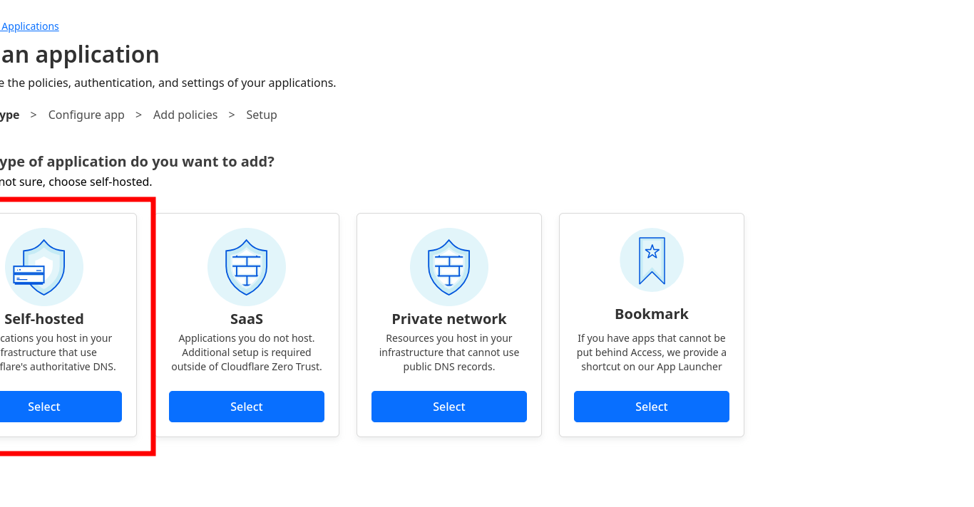 Select self-hosted application