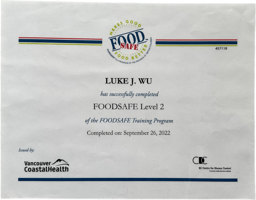 FOODSAFE Level 2 — Vancouver Coastal Health / BC Centre for Disease Control, September 2022