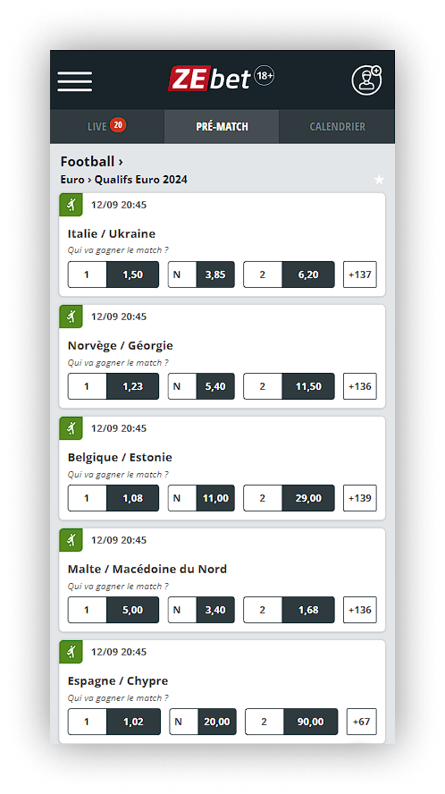 version mobile zebet