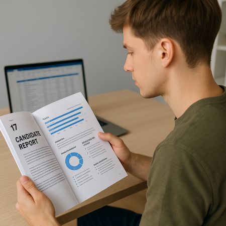 Illustration: candidate reading QwertySmart feedback