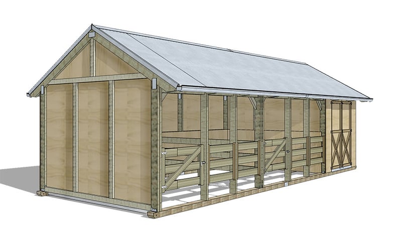 Settler 2 bay stable with tackshed