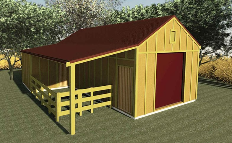 Pioneer Horse Stable with float shed