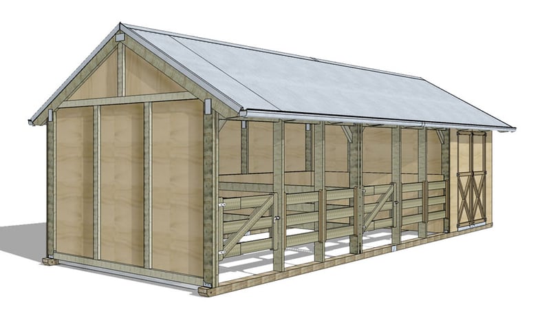 Settler 2 Bay Stable with Tack Shed