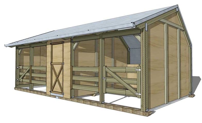 Homestead shelter with storage tackshed