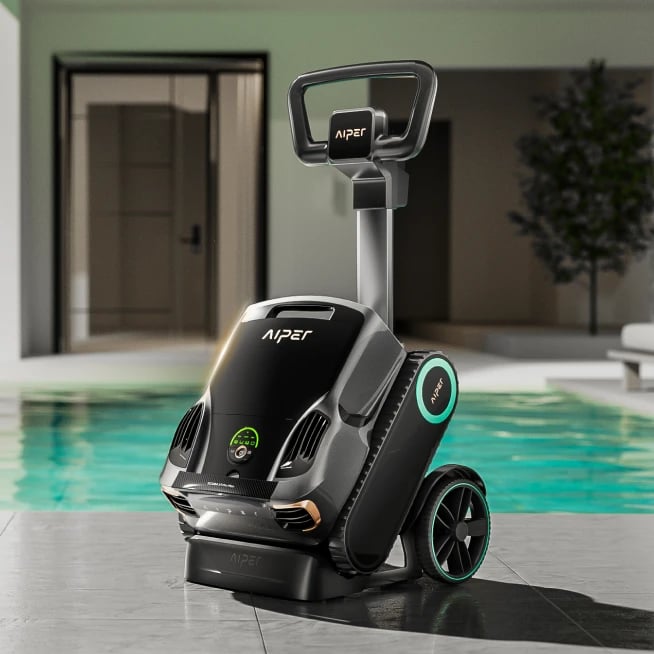 Portable trolley included with Aiper Scuba X1 Pro Max for easy carrying and storage.