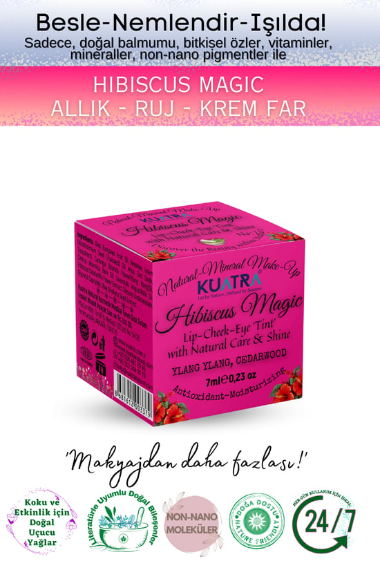 Kuatra Hibiscus Magic Doğal İçerikli Çok Amaçlı Allık, Ruj, Göz Farı