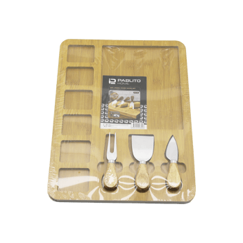 Pablito Home Pbt-333 (d.gen) ( 6+1 Bölmeli ) ( Mdf ) Kahvaltı Peynir Sunum Panosu (3 Bıçak=ahşap Sap) (30x39.5cm)