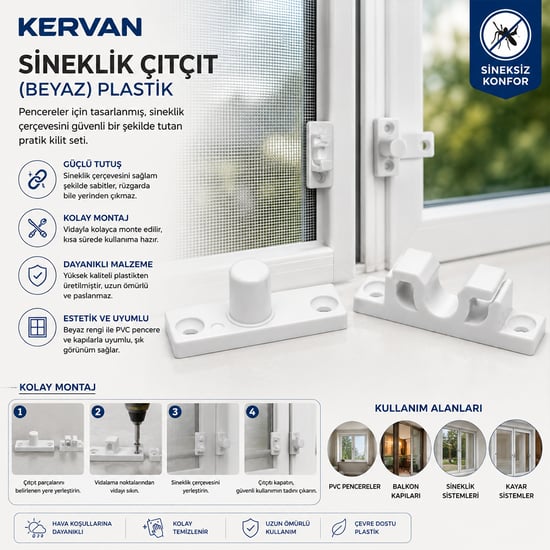 Kervan Sineklik ( Çıtçıt ) ( Beyaz ) Plastik