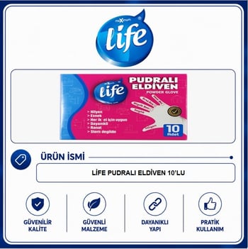 Life Pudralı Eldiven 10'Lu