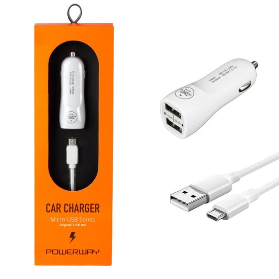 Powerway X233 Micro Usb Plastik Gövde Araç Şarj Adaptörü Dual Usb ⚡