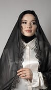 Hürrem Bone Siyah Namaz Başörtüsü Şal Şifon Güpürlü 202106_01
