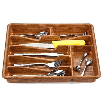 Baroness Brns-10889 ( Küçük & Ahşap Renk & 7 Bölmeli ) Çekmece İçi Kaşıklık 36x32cm