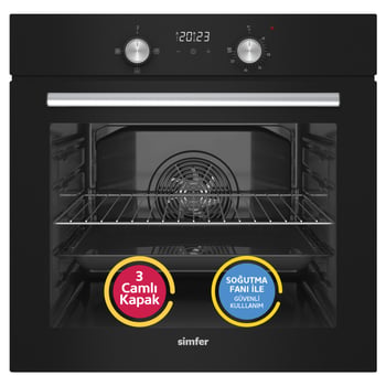 Simfer 8203 0+3 Fonksiyon Dijital Power Turbo Siyah, Cam Ankastre Fırın
