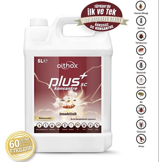 Oithox Plus Sc 5 Litre Konsantre Hamam Böceği, Tahta Kurusu, Kokarca Böceği, Gümüş Böceği, Bit, Pire, Haşere İlacı