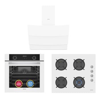 Simfer 0+9 Fonksiyon Airfry Beyaz 3'lü Ankastre Set (8216 Fırın + 3507 Ocak + 8707 Davlumbaz)