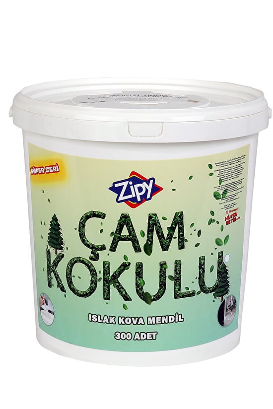 300 Adetli Zipy Çam Kokulu Islak Kova Mendil Yüzey Temizleyici Havlu
