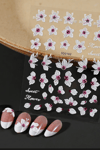 Misyul 5d Tırnak Sticker Yapışkanı Pembe & Beyaz Çiçekli Mıs-3832