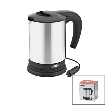 Sinbo Sk-7371 ( 12v ) Araç İçi Kettle ( Paslanmaz Çelik ) Su Isıtıcısı ( 0.8lt ) ( 120w ) ( Çakmaklık Fişli ) ( Plastik Kapak & Kulp )