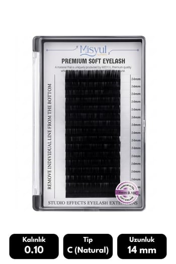 Misyul 0.10c Natural Kıvrım 14 Mm Soft Eyelash Doğal İpek Kirpik 16'lı