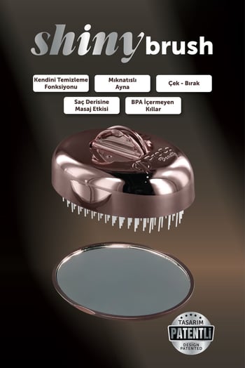 Proco Beauty Premium Shiny Kendini Temizleyen Aynalı Saç Fırçası - Compact Detangling To Go