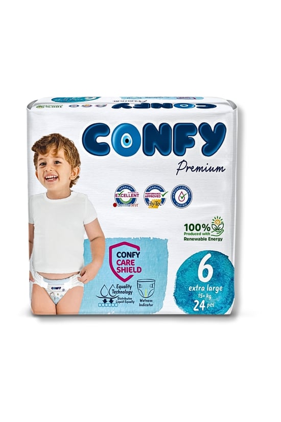 Confy Premium 6 Numara Bebek Bezi Extralarge 15 Kg 24 Adet