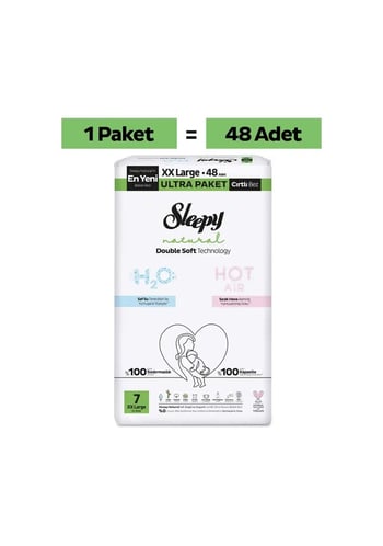 Sleepy Natural Double Soft 7 Numara Xx Large 48'li Bebek Bezi