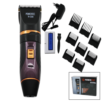 Powertec Tr-3200 Saç Sakal Kesme Traş Makine (çift Batarya & Tarak Ayarı & Fiş Şarjlı & 2 Kademe Hız)