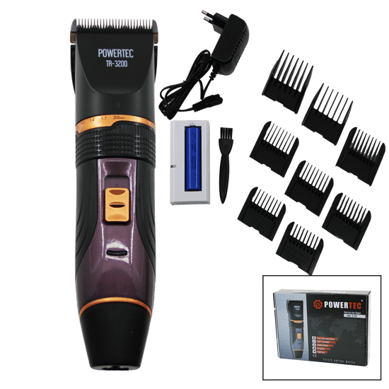 Powertec Tr-3200 Saç Sakal Kesme Traş Makine (çift Batarya & Tarak Ayarı & Fiş Şarjlı & 2 Kademe Hız)