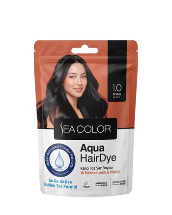 Sea Color Aqua Hair Dye Suyla Aktifleşen Toz Saç Boyası 1.0 Siyah