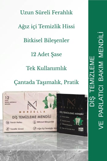 Diş Temizleme ve Parlatıcı Bakım Mendili 12'li