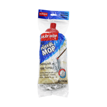 Akay Mop Ak-201 ( Küçük ) ( Klasik Sap Tutacak ) ( Örgülü İpli) Püskül Pamuklu Mop