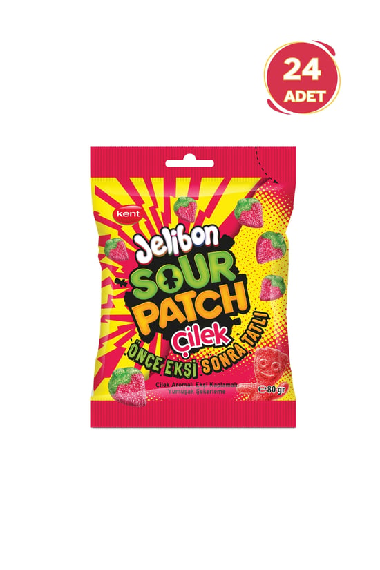 Jelibon Sour Patch Çilek Aromalı Yumuşak Şekerleme 80 Gr - 24 Ade