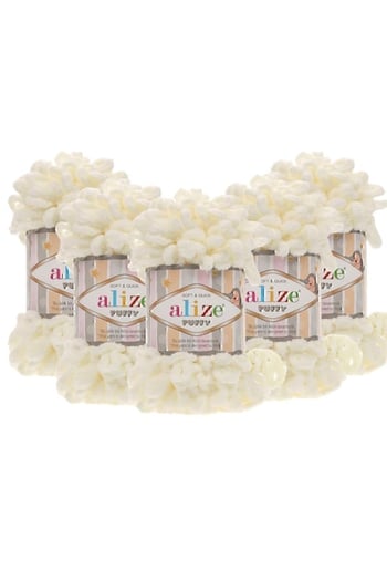 Alize El Örgü Ipliği Puffy 62 - 62 Açık Krem - 100 Gr. 9 Mt. Parmak Örgü Ipi Puffy