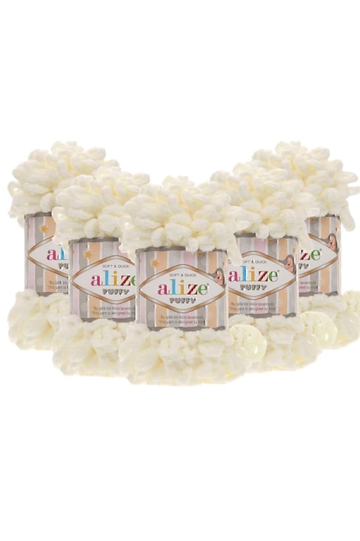 Alize El Örgü Ipliği Puffy 62 - 62 Açık Krem - 100 Gr. 9 Mt. Parmak Örgü Ipi Puffy