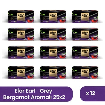 Efor Bergamot Aromalı Süzen Poşet Siyah Çay 2 Gr X 25 Adet - 12'li Koli
