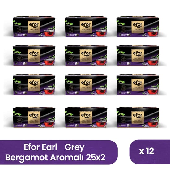 Efor Bergamot Aromalı Süzen Poşet Siyah Çay 2 Gr X 25 Adet - 12'li Koli
