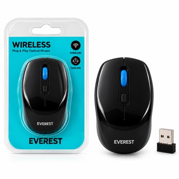 Everest Smw-87 ( Wireless & Kablosuz ) ( Siyah & Lacivert ) Usb Optical Mouse ( Vakum Ambalaj ) ( 1600dpi ) ( Pilli = 1aa )