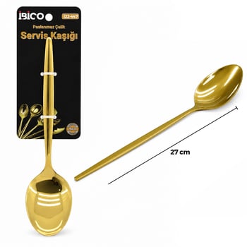 İ22-447 ( 27cm ) ( Altın & Gold ) ( Metal ) ( Servis Kaşık )