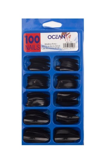 Ocean 100'lü Stiletto Tırnak Siyah Asu-123