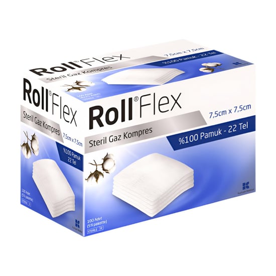 Roll Flex Steril Gaz Kompresi 100 Lü ( 7,5 Cm X 7,5 Cm 5 Li Pake