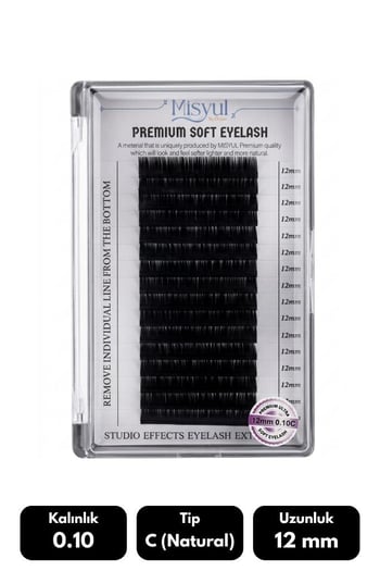 Misyul 0.10c Natural Kıvrım 12 Mm Soft Eyelash Doğal İpek Kirpik 16'lı