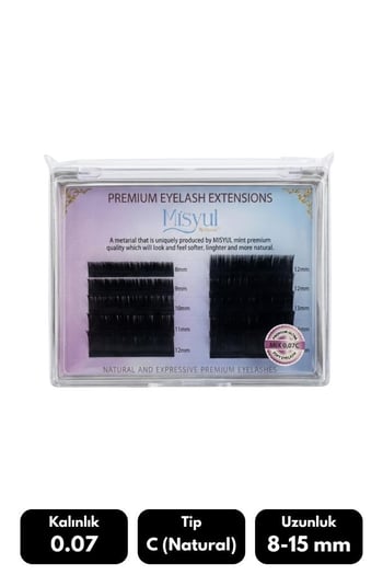Misyul 0.07c Natural Kıvrım Çek Bırak 12'li Doğal İpek Kirpik