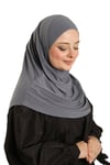 Hürrem Bone Antrasit Pratik Hazır Geçmeli Tesettür Eşarp Sandy Kumaş Kendinden Boneli 1290_25