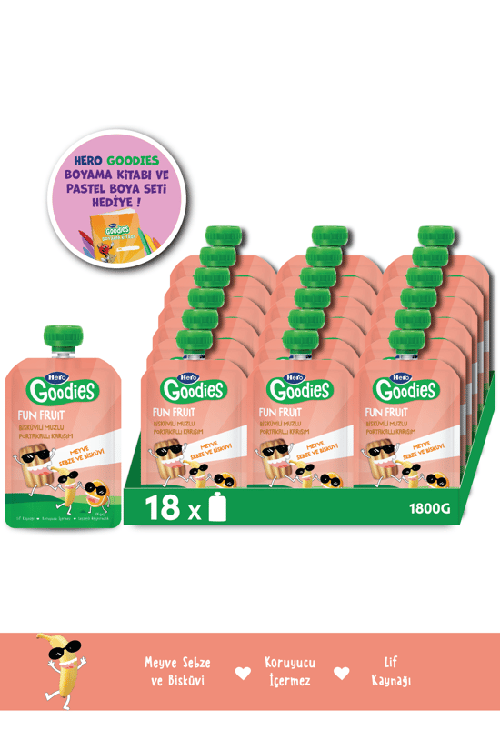 Hero Goodies Muz Portakal Bisküvi 100g X18