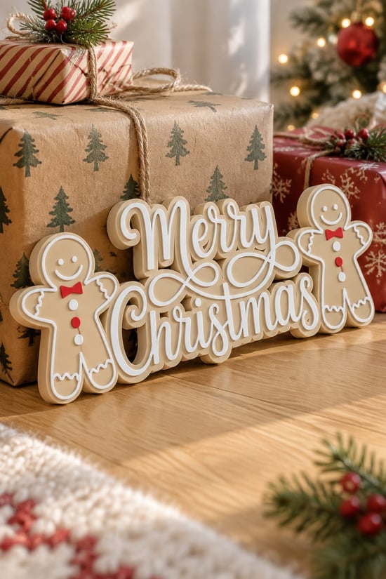 Zencefilli Kurabiye Adam Mutlu Noel Tabelası Sevimli Dekoratif Biblo