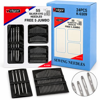 Vigor K-0309 Yorgan İğne ( 55pcs ) Free 5 Jumbo İğne Seti ( 5 Yorgan + 50 Dikiş İğnesi Seti )