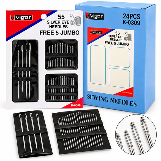 Vigor K-0309 Yorgan İğne ( 55pcs ) Free 5 Jumbo İğne Seti ( 5 Yorgan + 50 Dikiş İğnesi Seti )