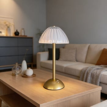 Buffer® Uzun Mantar çizgili Model Led Masa Lambası – Dokunmatik, 3 Renk İşık Modlu, Şarjlı Dekoratif