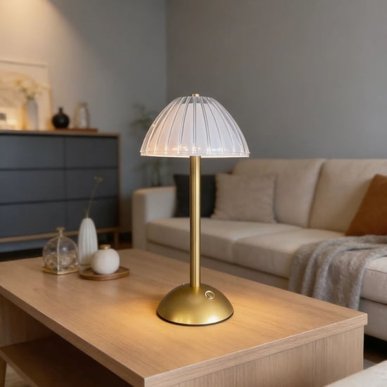 Buffer® Uzun Mantar çizgili Model Led Masa Lambası – Dokunmatik, 3 Renk İşık Modlu, Şarjlı Dekoratif