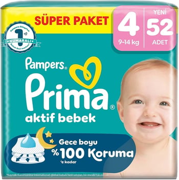 Prima Aktif 4 Numara Maxi 52'li Bebek Bezi